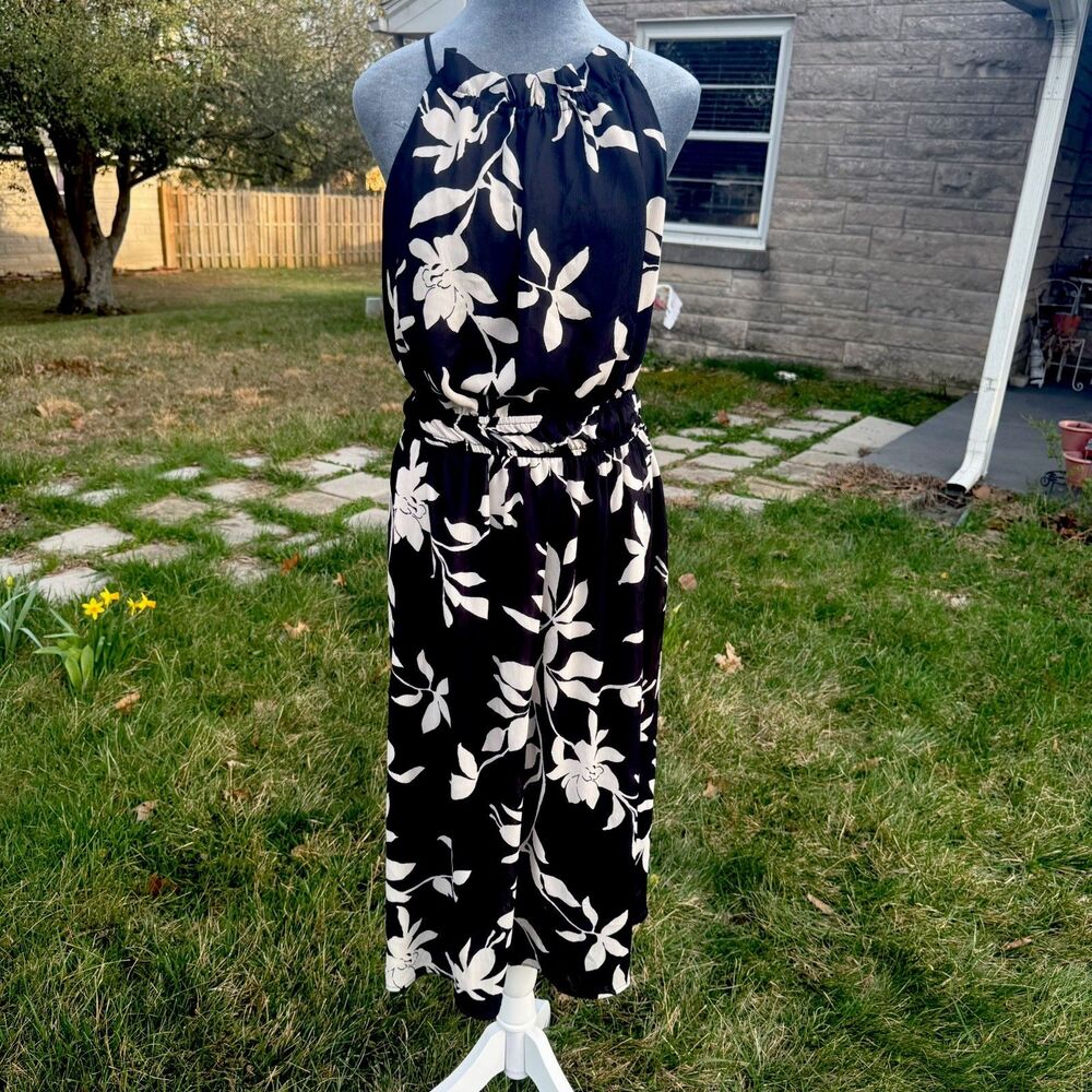 Ophelia Roe Long Black Dark Floral Halter Dress Plus 2X Romantic Boho Whimsigoth